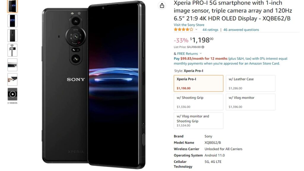 سوني Xperia Pro I Amazon Deal