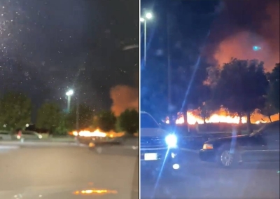 شاهد.. صاعقة رعدية تتسبب بحريق في حديقة الملك فهد بالمدينة • صحيفة المرصد