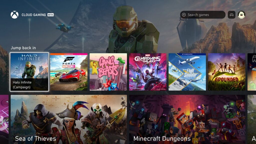 لقطة شاشة لتطبيق Xbox لأجهزة التلفزيون.