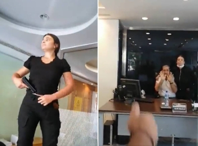 شاهد .. سيدة مسلحة تقتحم بنك لبناني وتسكب البنزين على نفسها مهددة بإحراق نفسها لأخذ وديعتها بالقوة