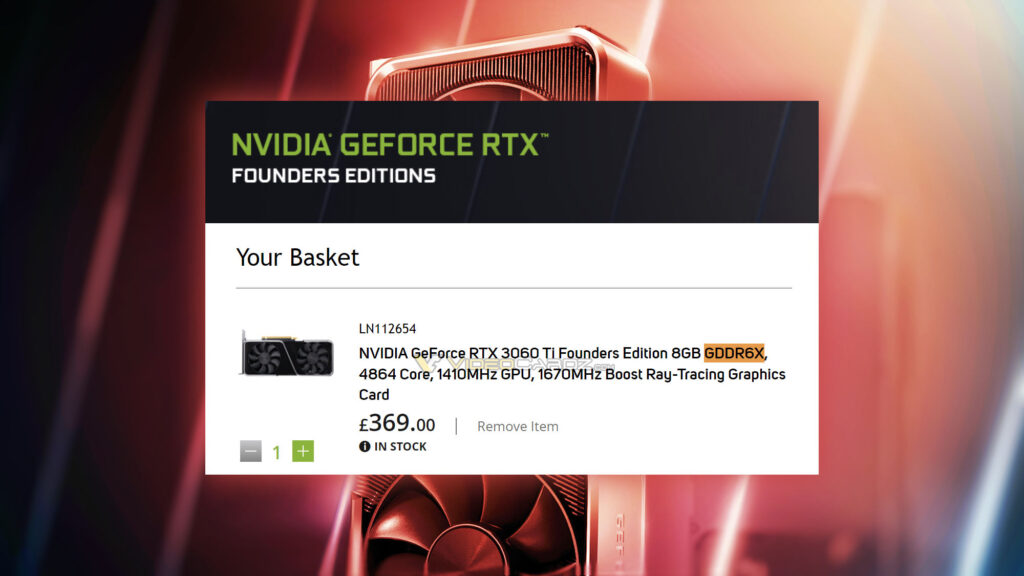 تاجر تجزئة في المملكة المتحدة يستحوذ على بطاقة NVIDIA GeForce RTX 3060 Ti بذاكرة GDDR6X