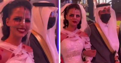 شاهد.. أغرب تنكر لشاب وفتاة في " ويكند الرعب" بموسم الرياض • صحيفة المرصد