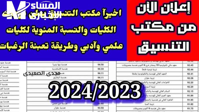 أسماء الكليات الجديدة 2023 في تنسيق الثانوية العامة
