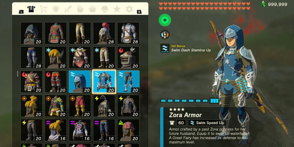مجموعة Zora Armor في The Legend of Zelda: Tears of the Kingdom